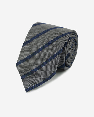 Corbata Color Gris con Rayas Azules