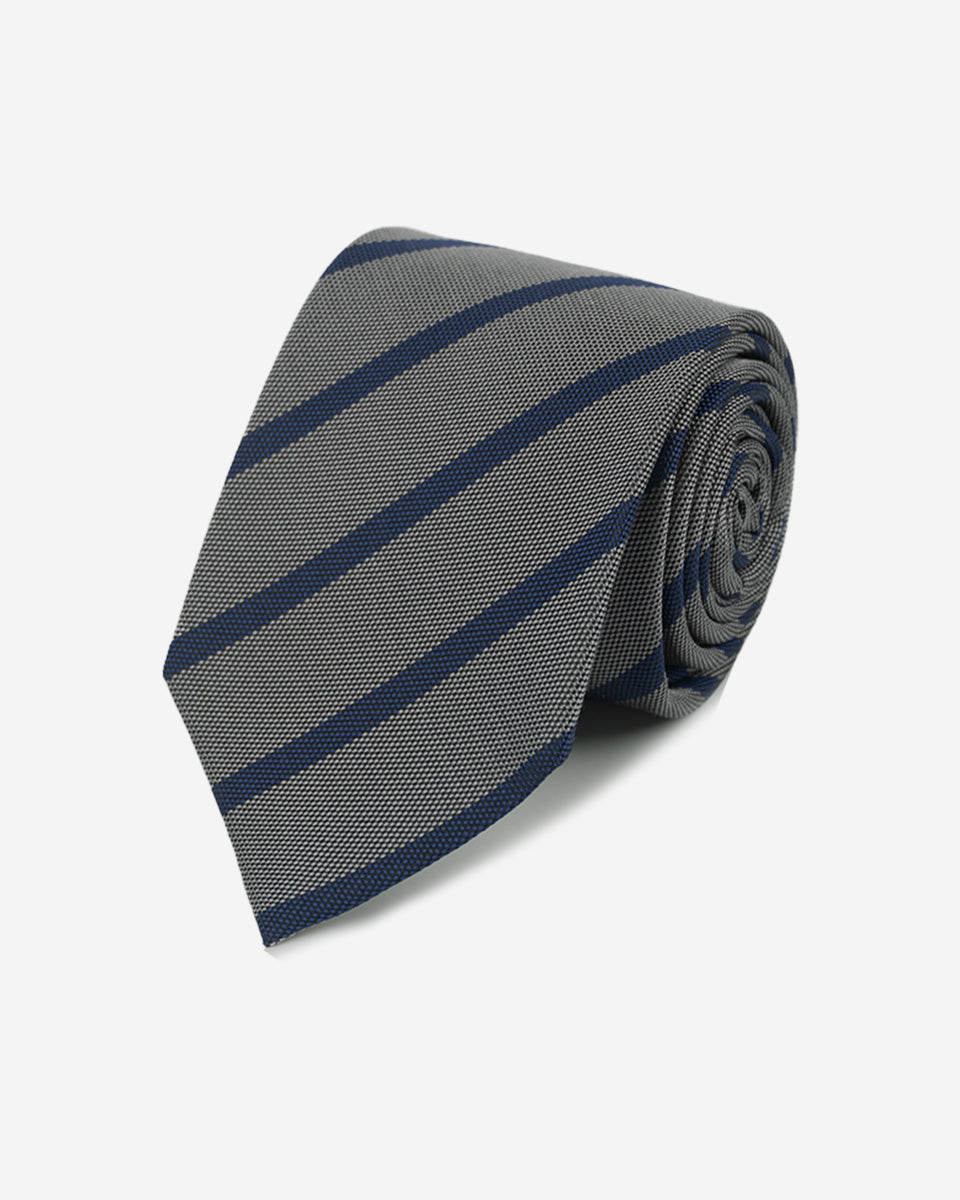 Corbata Color Gris con Rayas Azules