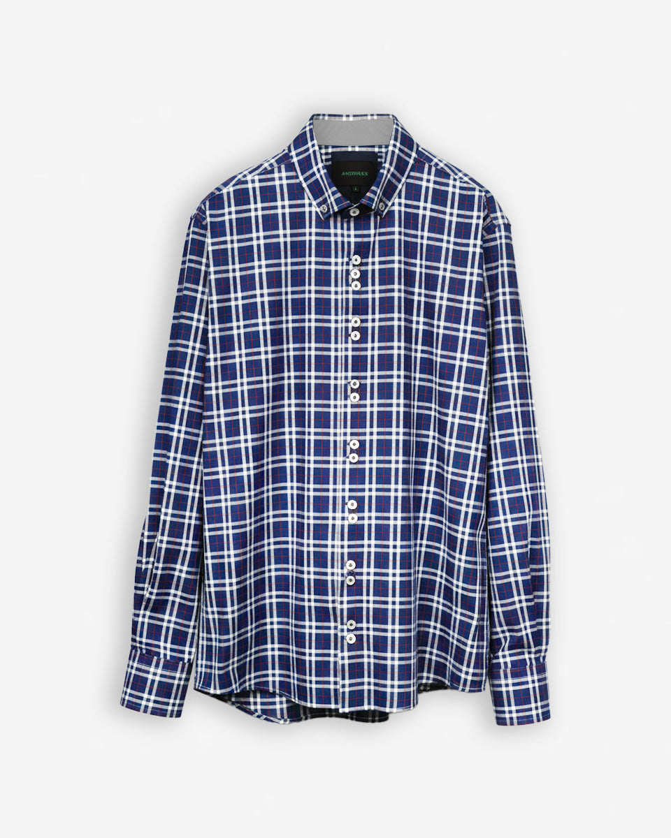 Camisa para Hombre de Algodón Pima Azul a Cuadros | Colección inspirada en Arezzo