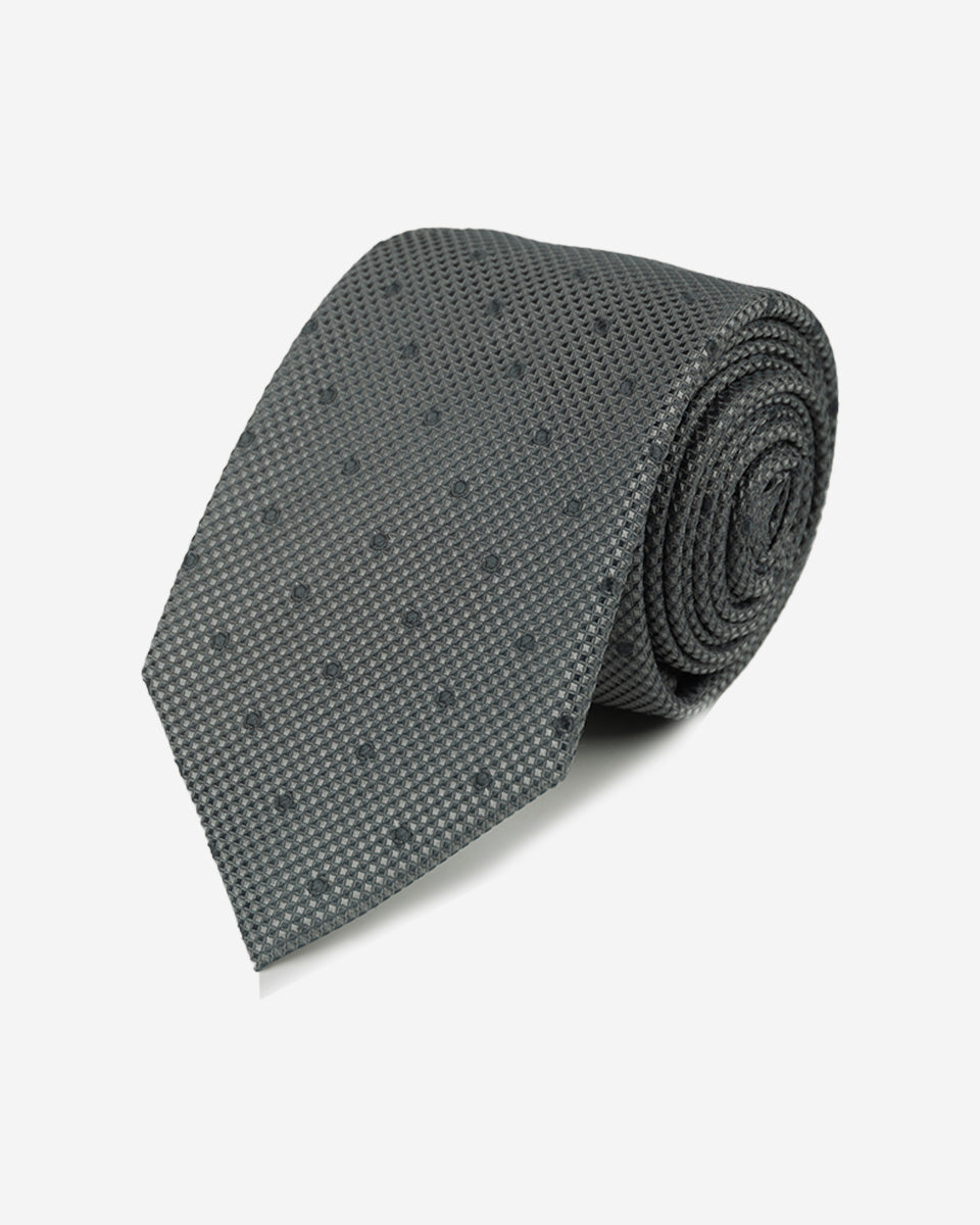 Corbata Color Gris con Diseño Micro Rombos
