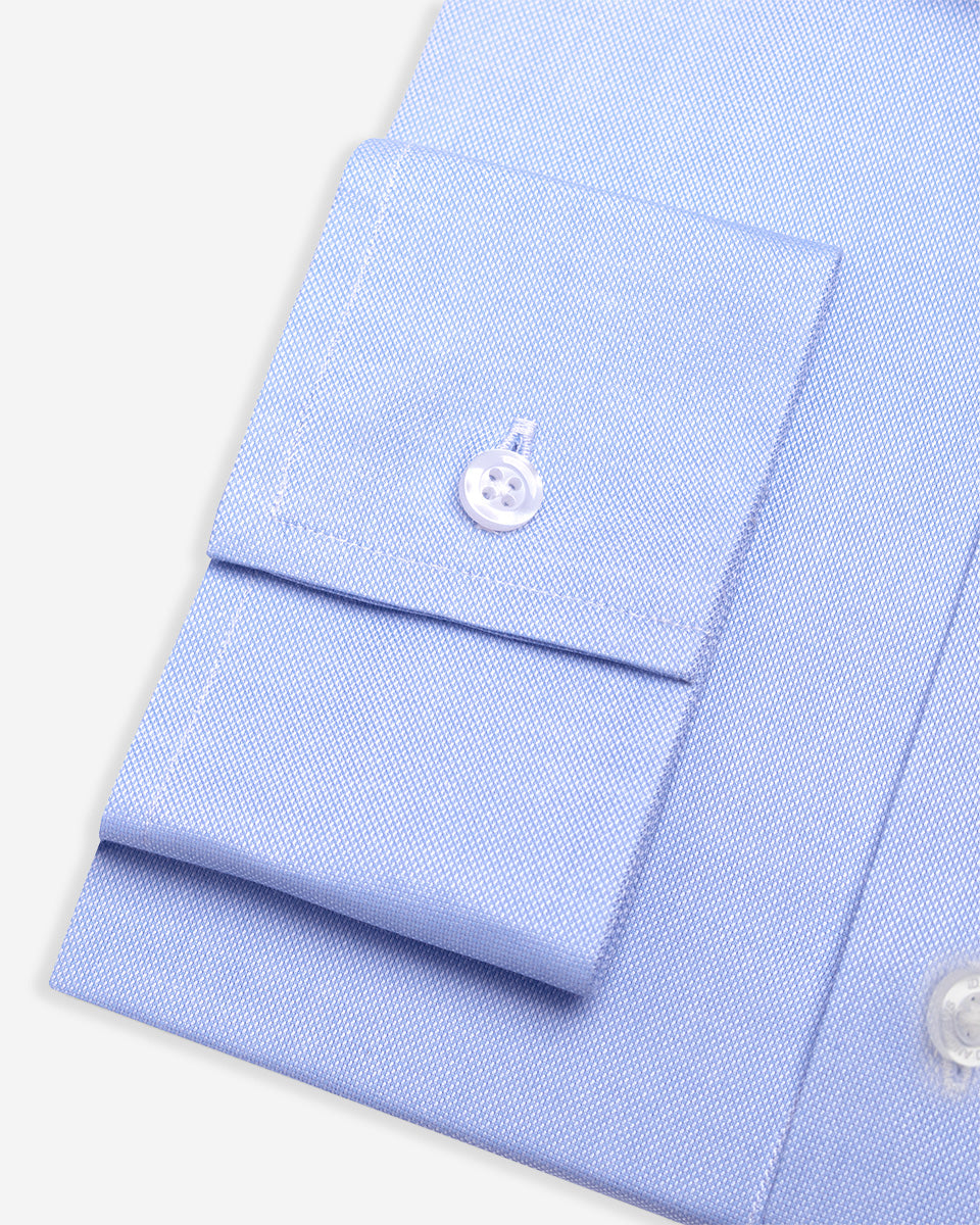 Dobby Dress Shirt - Italian Collar, Double Cuff, Regular Wear, Light Blue