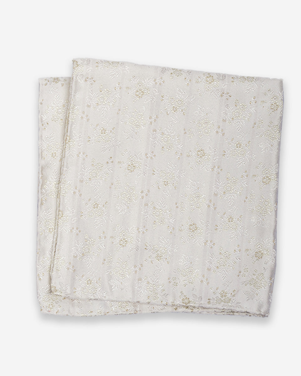 Pañuelo de Seda Marfil Claro con Flores