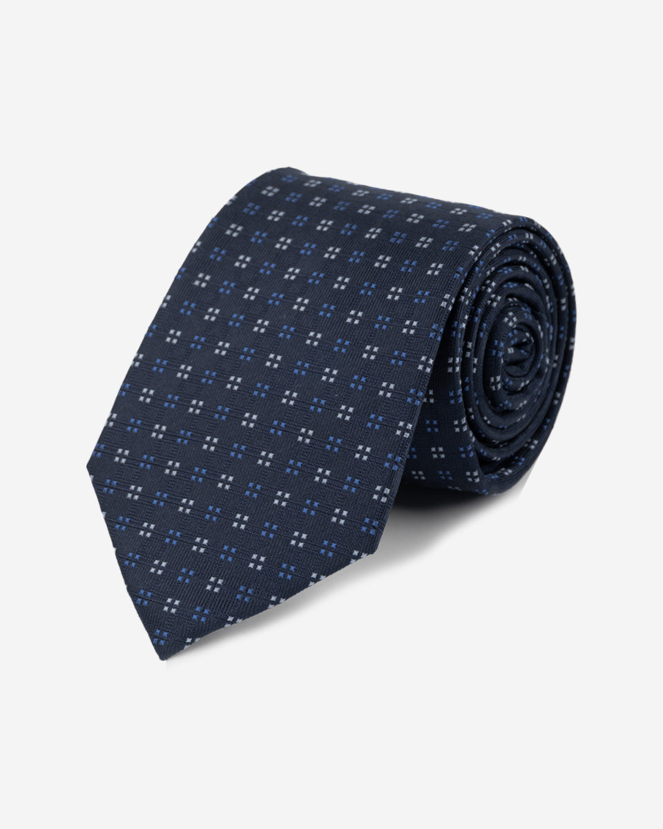 Corbata Color Azul con Diseño de Micro Cuadros
