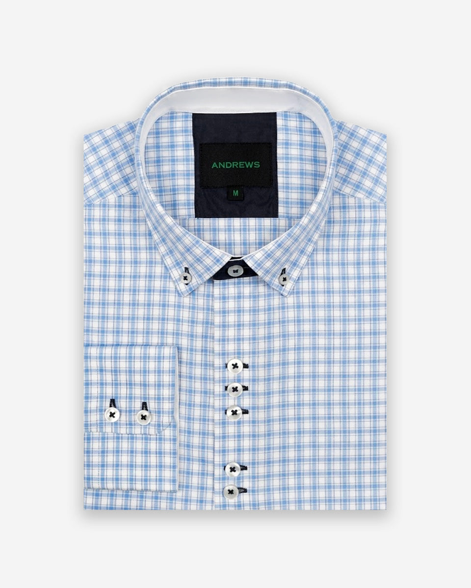 Camisa para Hombre de Algodón Pima Blanco a Cuadros | Colección inspirada en Arezzo