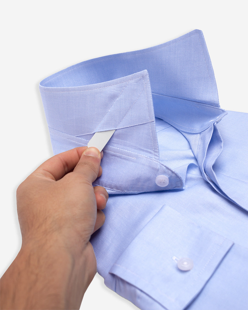 Camisa Vestir Azul para Hombre con Puño Doble Uso