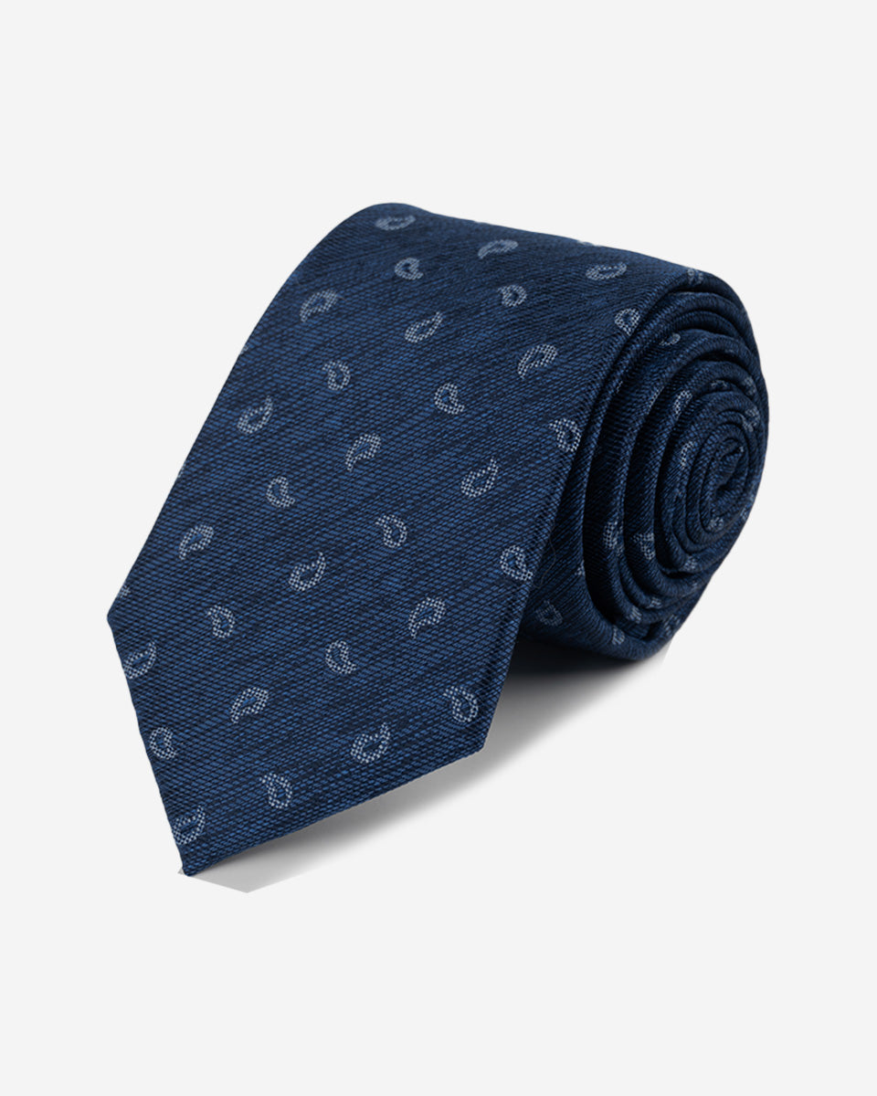 Corbata Color Azul con Diseño Paisley