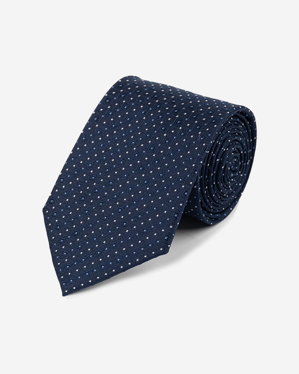 Corbata Color Azul con Diseño de Rombos Azules y Grises