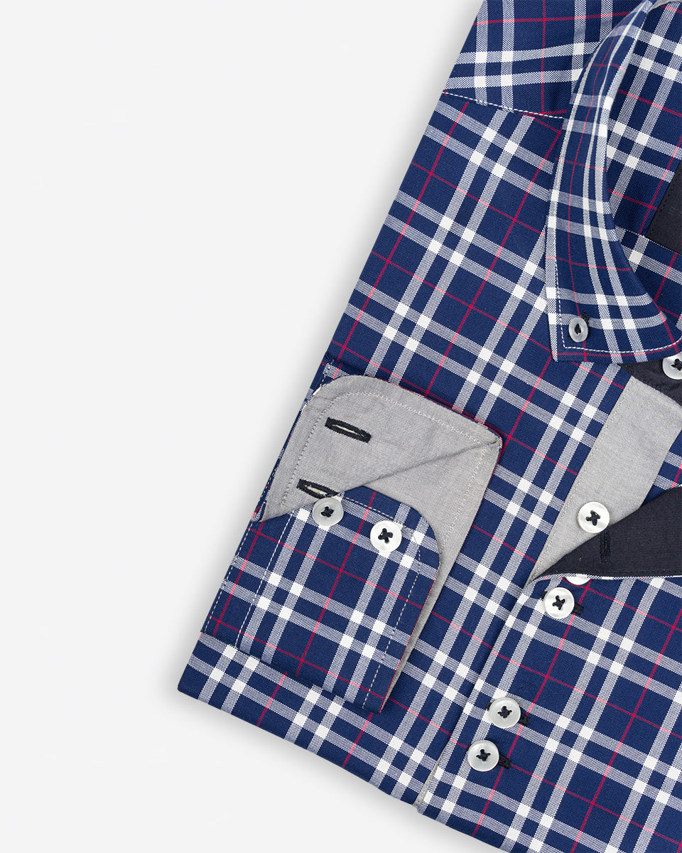 Camisa para Hombre de Algodón Pima Azul a Cuadros | Colección inspirada en Arezzo