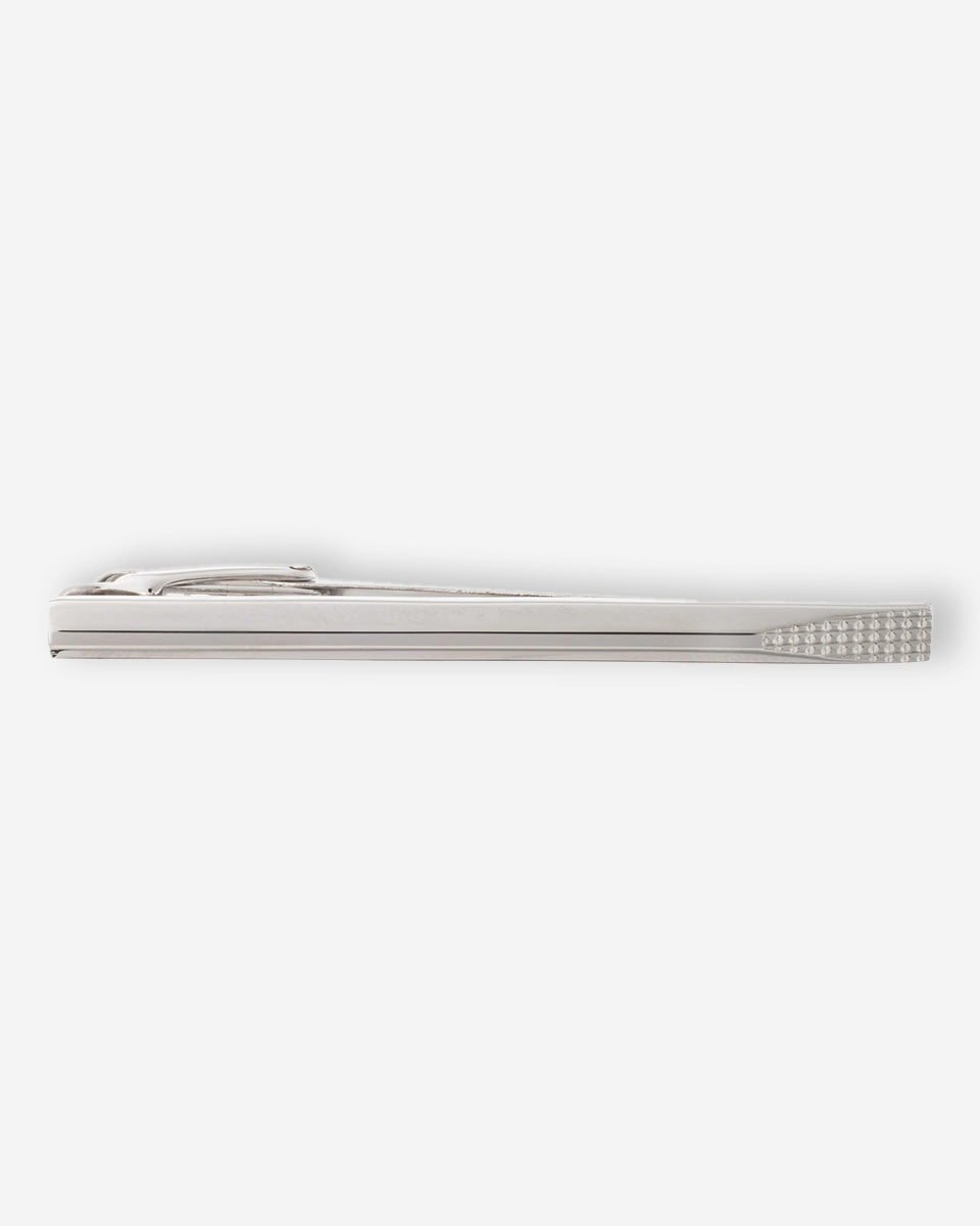 Pasador de Corbata Plateado con Micro Detalles
