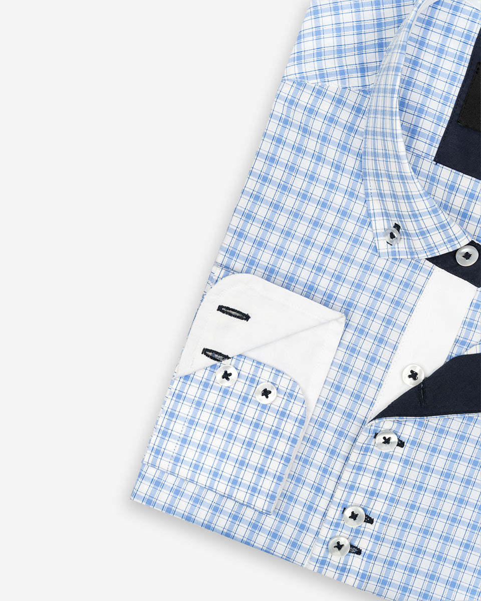 Camisa para Hombre de Algodón Pima Blanco a Cuadros | Colección inspirada en Arezzo