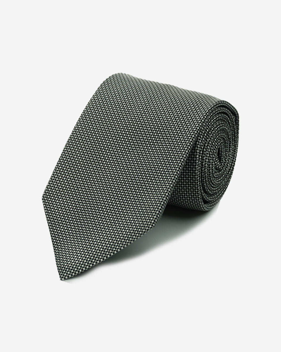 Corbata Gris con Micro Cuadros Negro