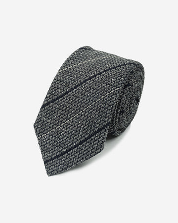 Corbata Color Gris Texturizado con Rayas Azules