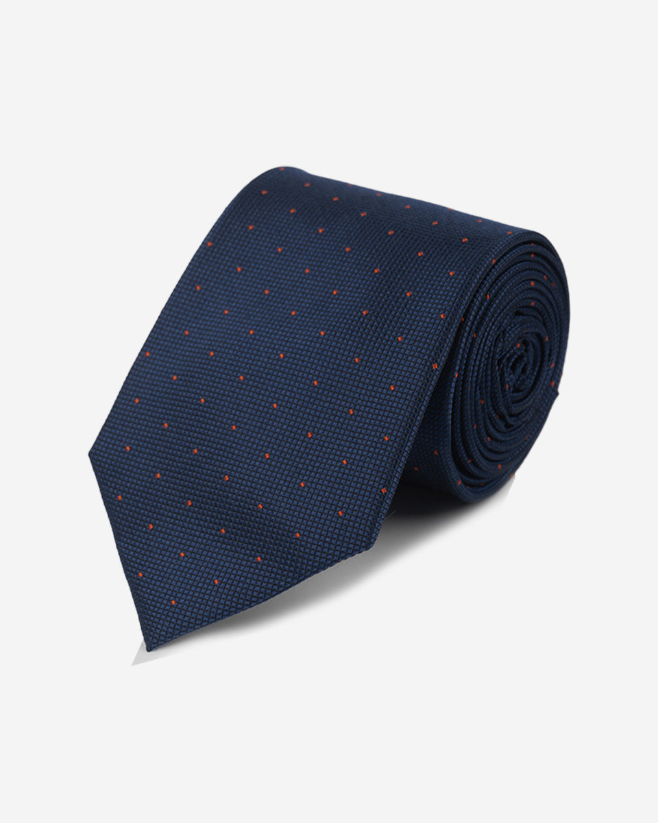 Corbata Color Azul Cobalto con Puntos Rojos