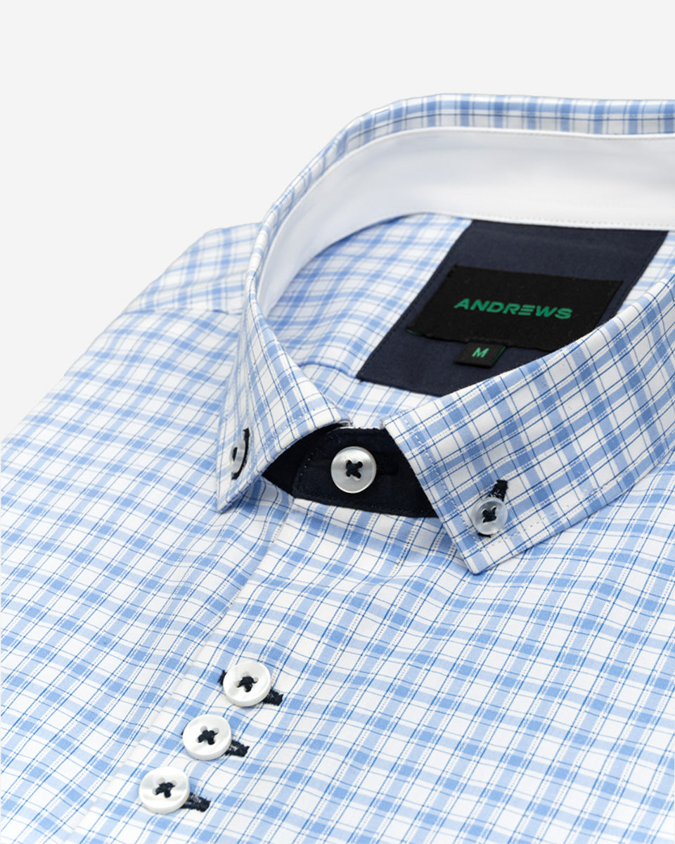 Camisa para Hombre de Algodón Pima Blanco a Cuadros | Colección inspirada en Arezzo