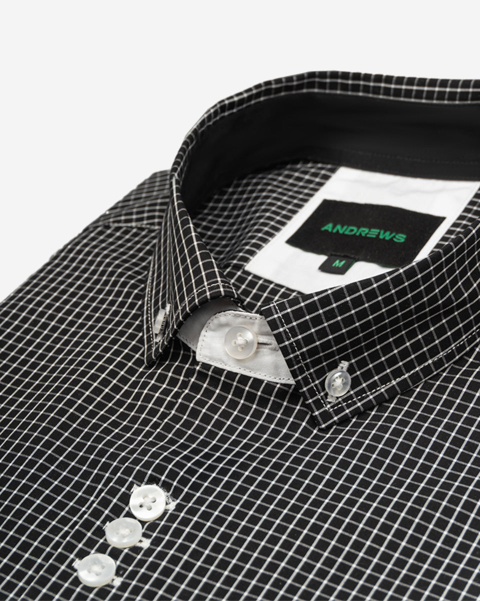 Camisa para Hombre de Algodón Pima Negro a Cuadros | Colección inspirada en Arezzo
