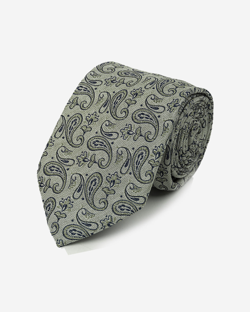 Corbata Color Gris con Diseño Paisley a Tono