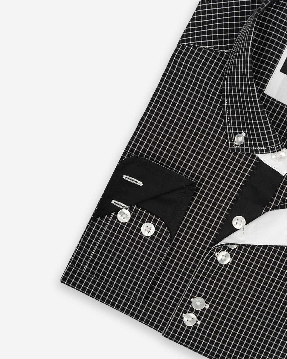 Camisa para Hombre de Algodón Pima Negro a Cuadros | Colección inspirada en Arezzo