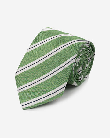 Corbata Color Verde con Líneas Blancas y Negras