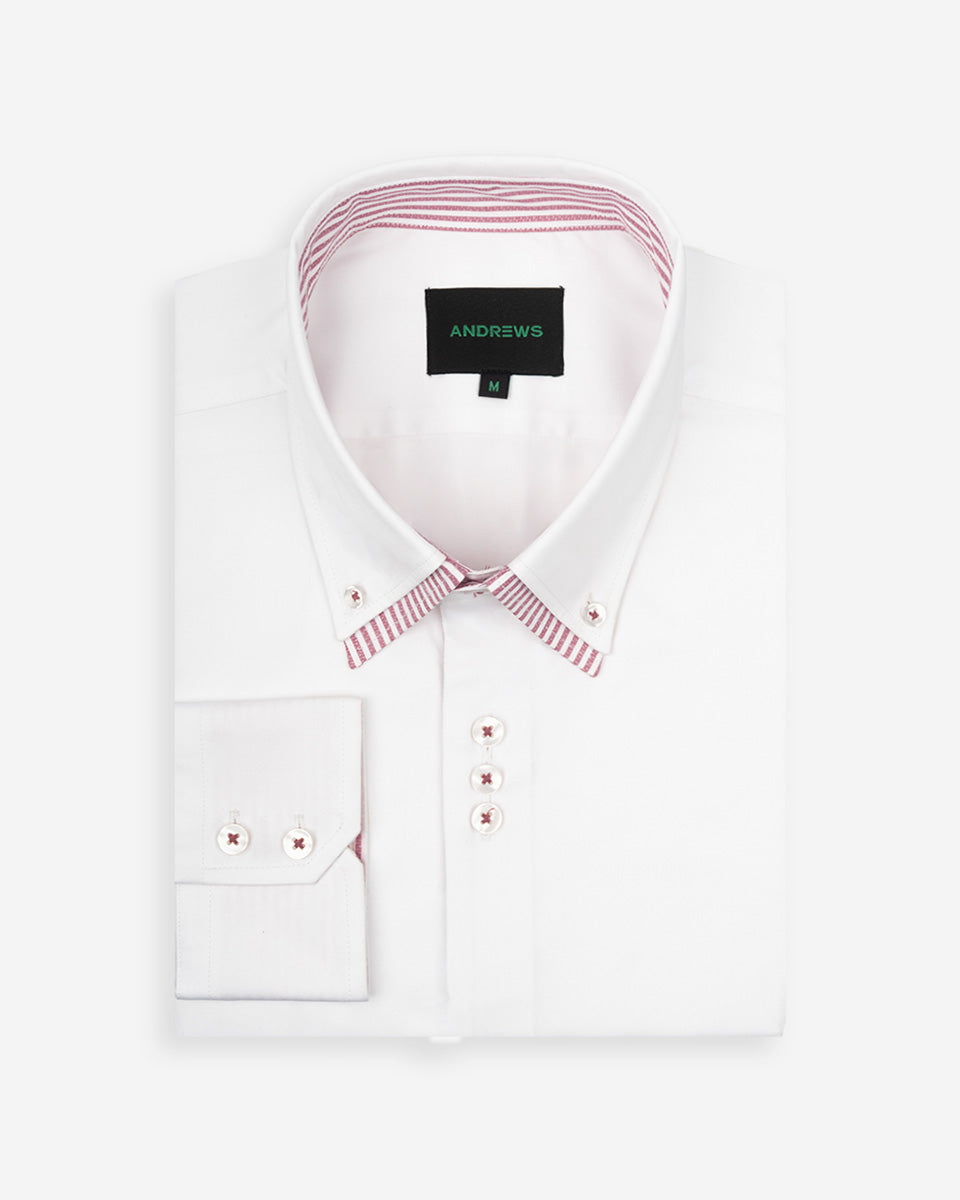 Camisa para Hombre Blanca Milano con Doble Cuello