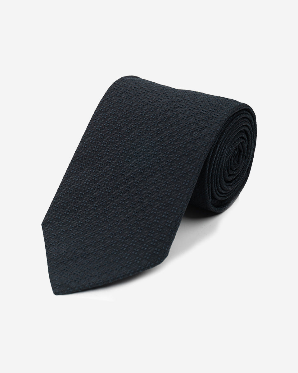 Corbata Color Azul con Micro Diseños y Cuadros