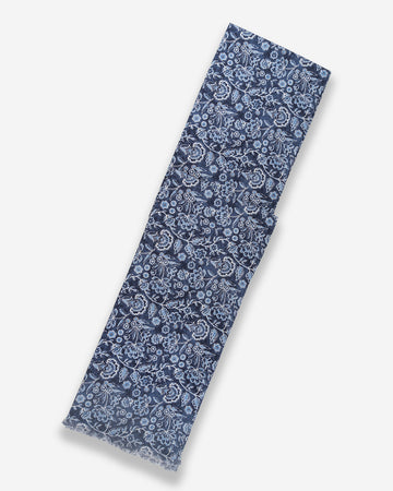 Bufanda - Foulard Color Azul con Diseño Floral