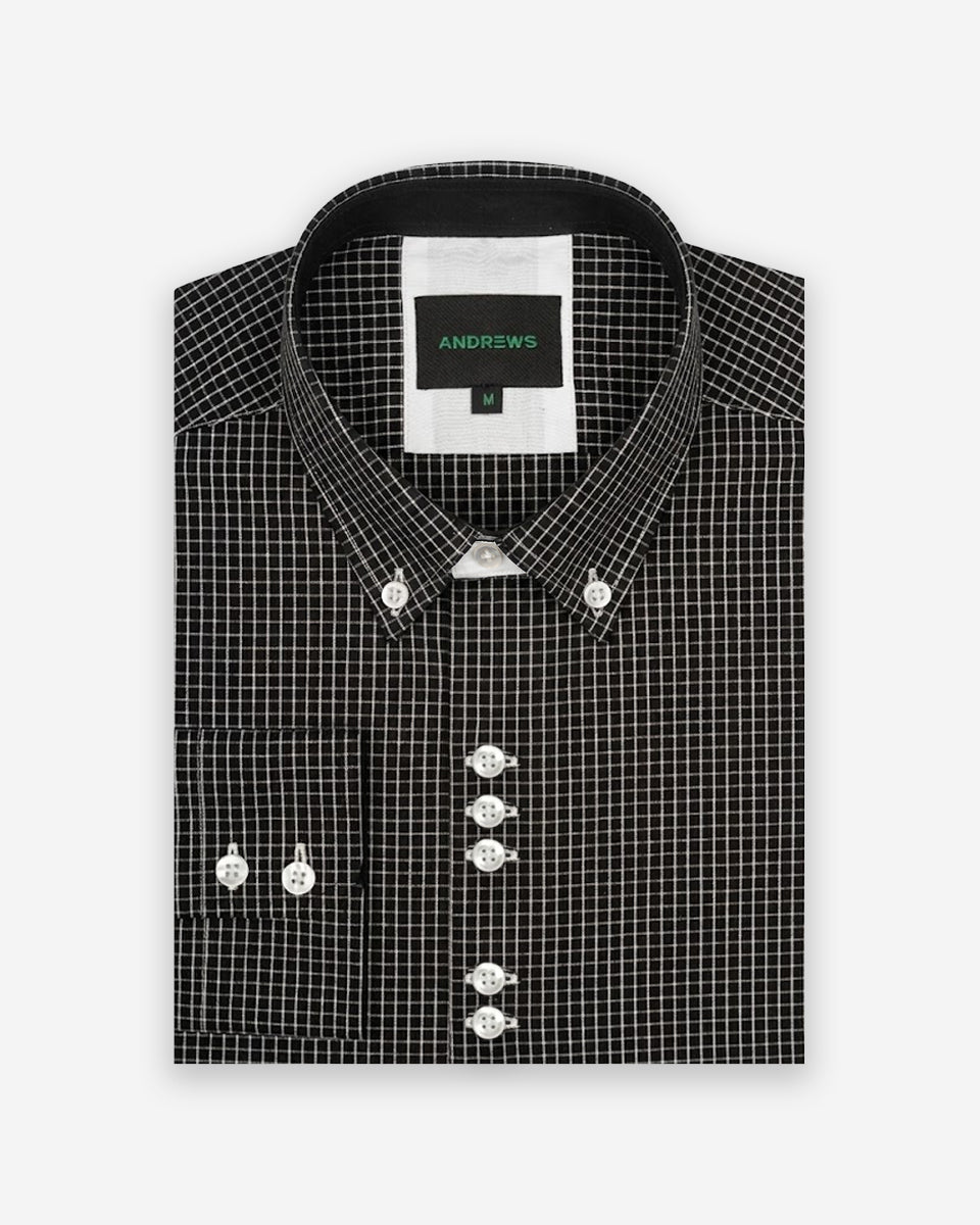 Camisa para Hombre de Algodón Pima Negro a Cuadros | Colección inspirada en Arezzo