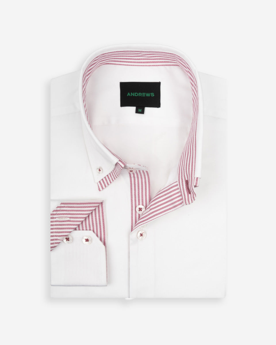 Camisa para Hombre Blanca Milano con Doble Cuello