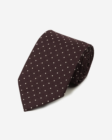 Corbata Color Guinda con Diseño de Puntos Blancos