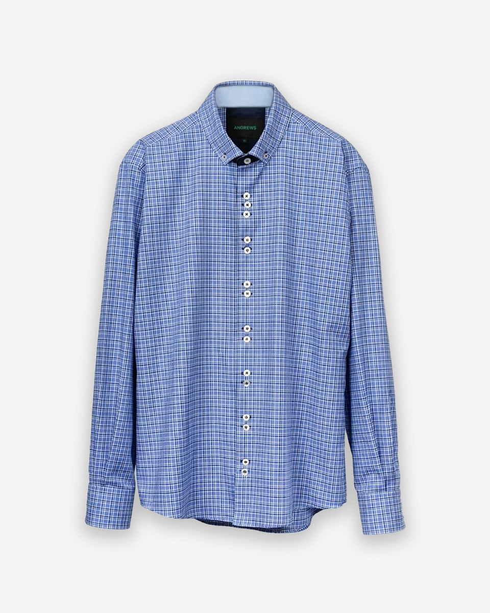 Camisa para Hombre de Algodón Pima Azulino a Cuadros | Colección inspirada en Arezzo
