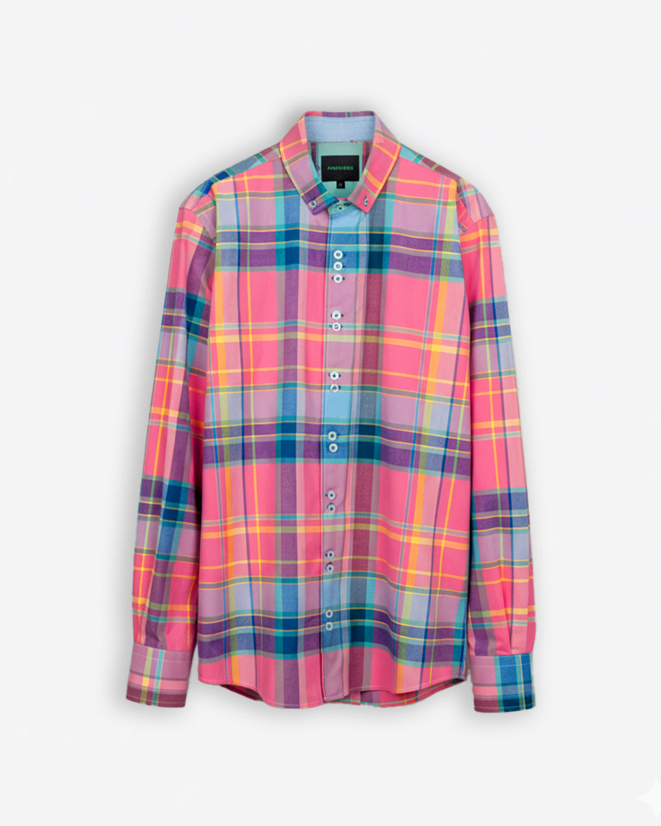 Camisa para Hombre de Algodón Pima Rosado a Cuadros | Colección inspirada en Arezzo