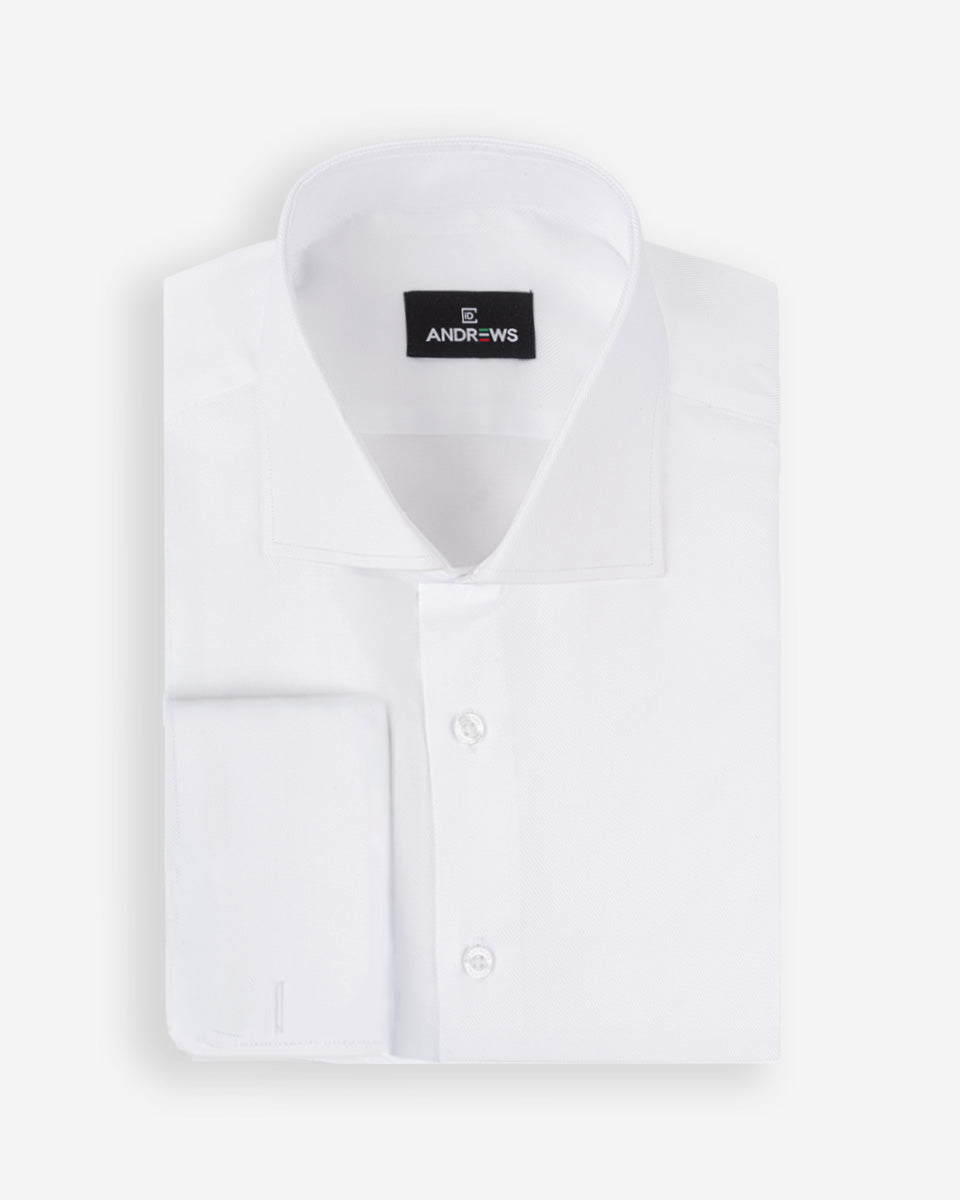 Camisa de Vestir Dobby para Hombre - Cuello Italiano con Puño Gemelo