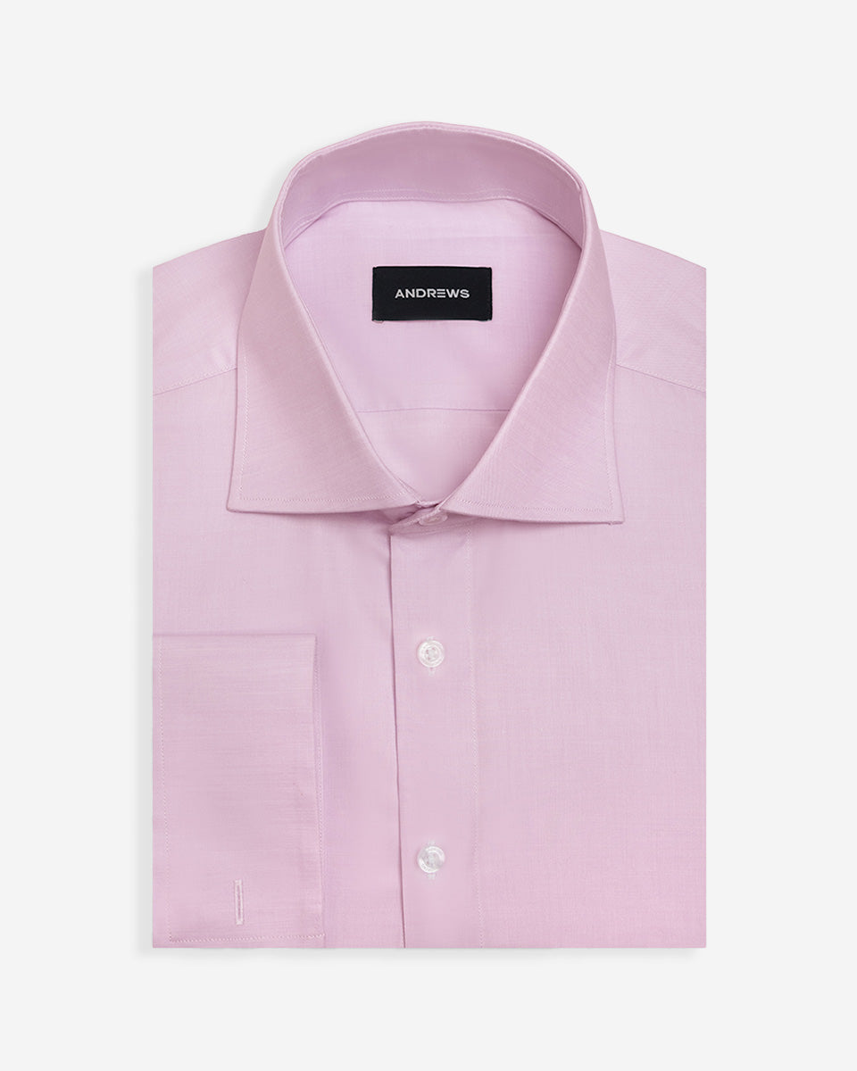 Twill Dress Shirt - Italian Collar with Double-Use Cuffs - Pink