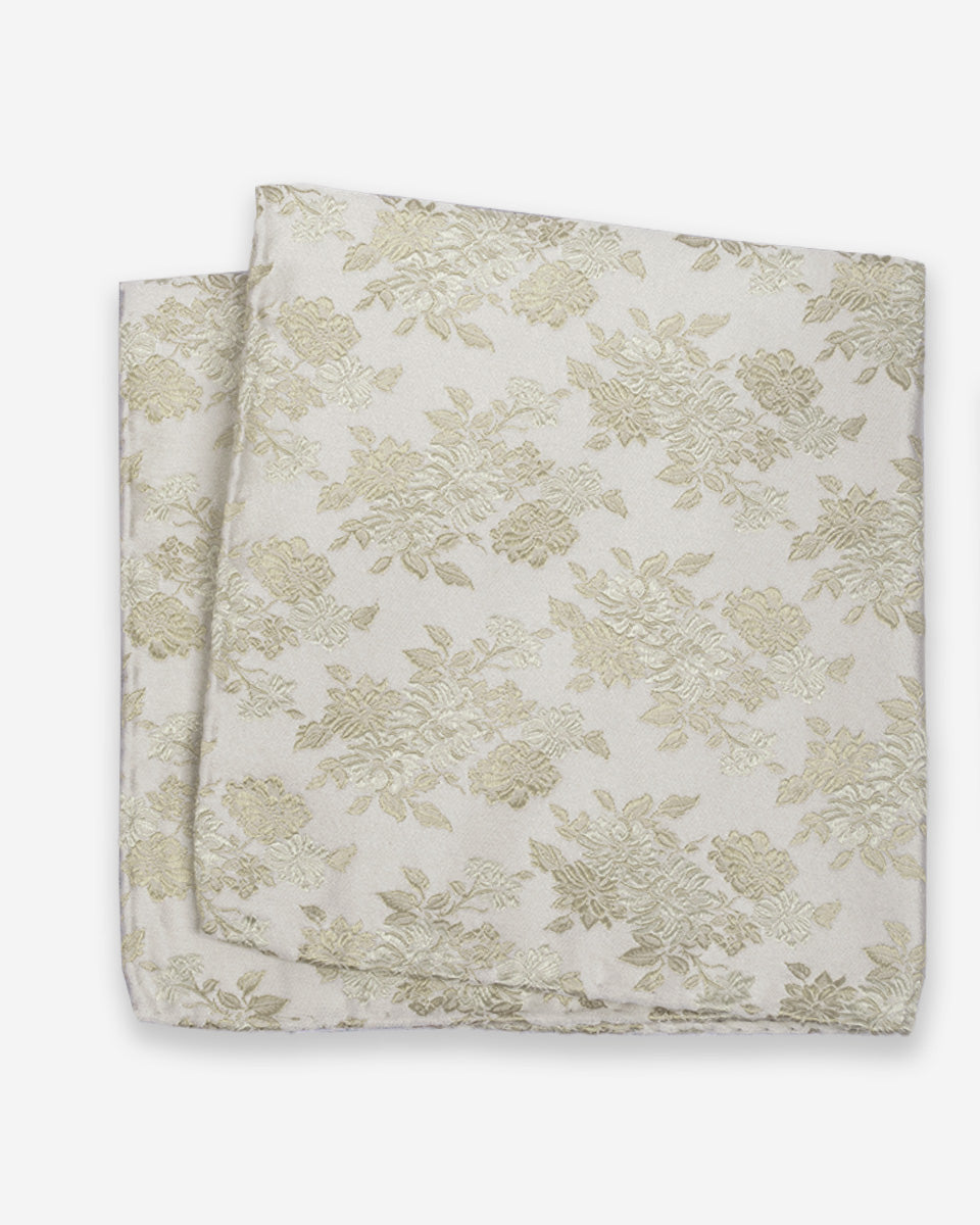 Pañuelo de Seda Marfil con Flores