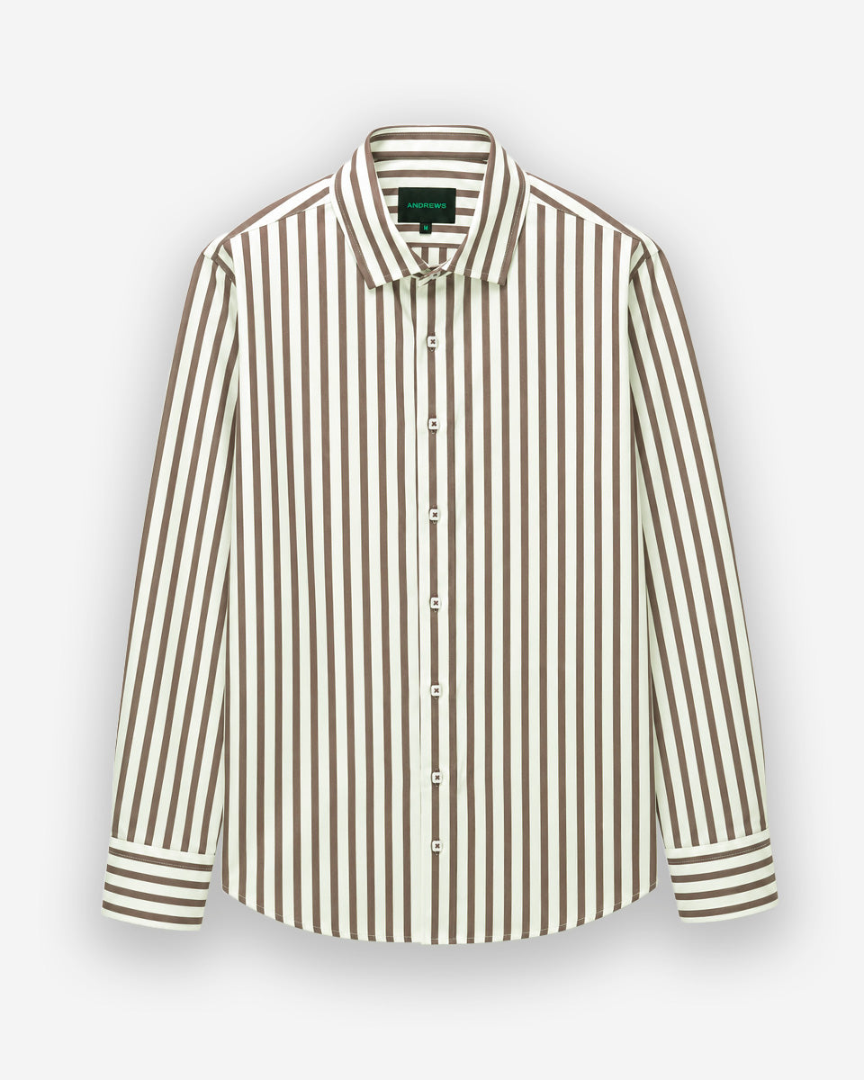 Camisa Casual para Hombre Marrón a Rayas - Portofino Collection