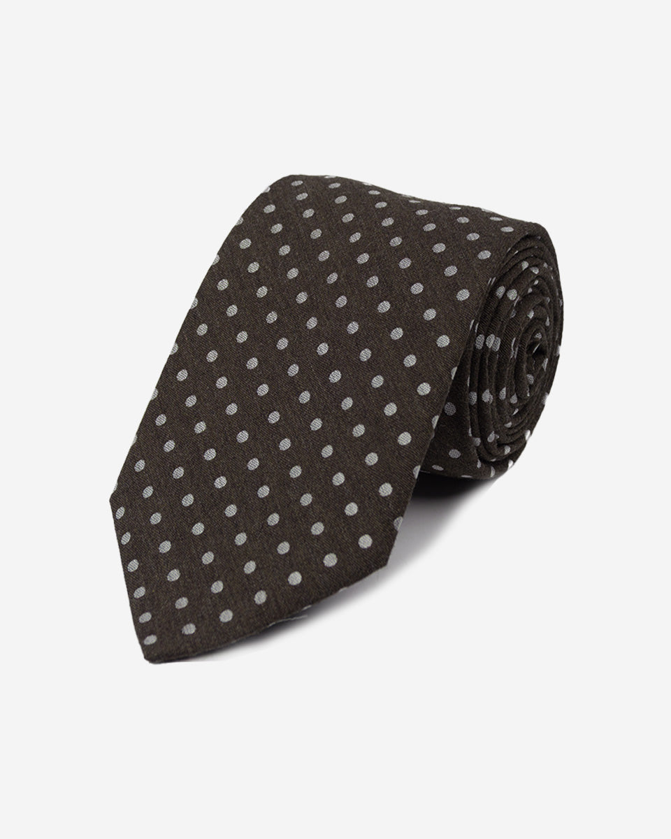 Corbata Color Marrón con Diseño de Puntos