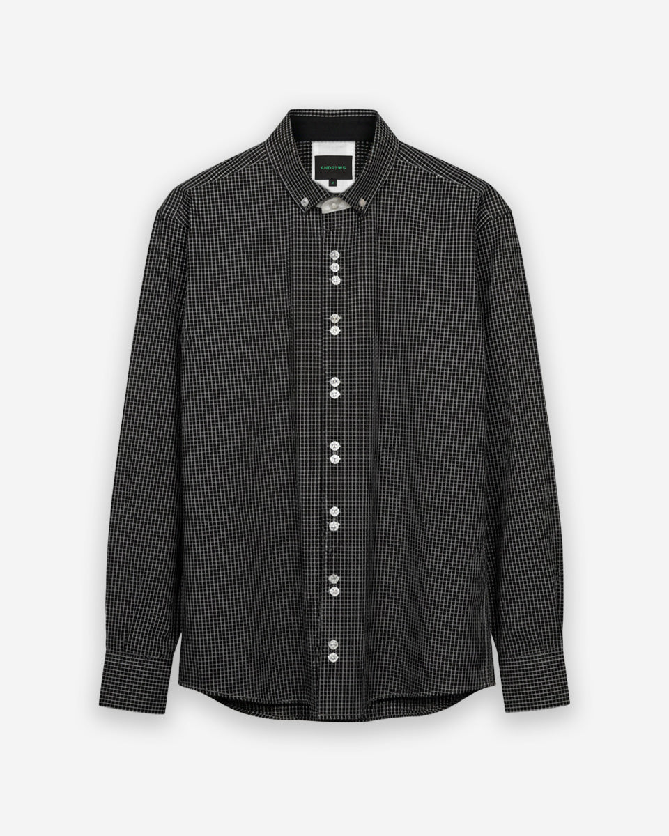Camisa para Hombre de Algodón Pima Negro a Cuadros | Colección inspirada en Arezzo