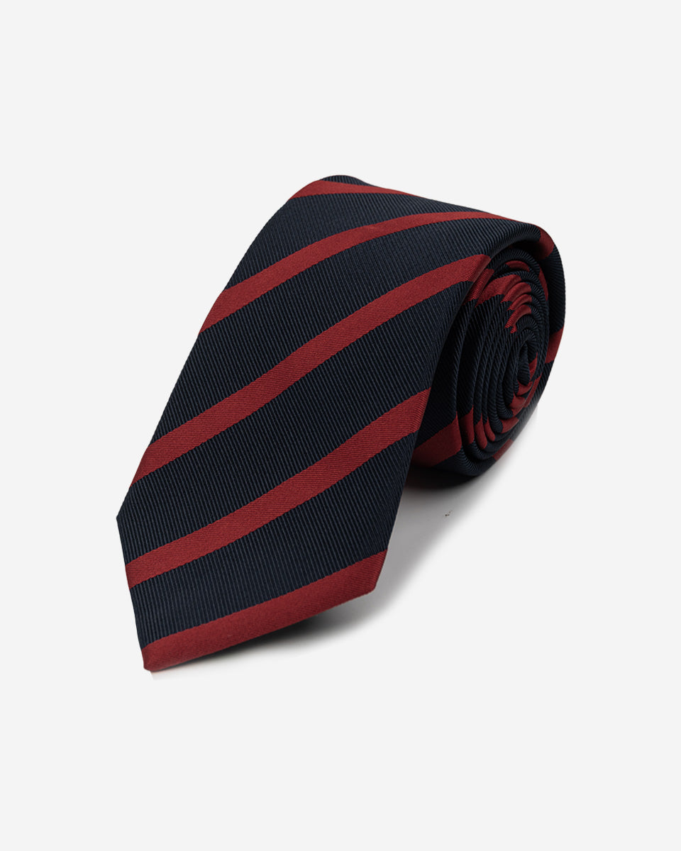 Corbata Color Azul con Franjas Rojas