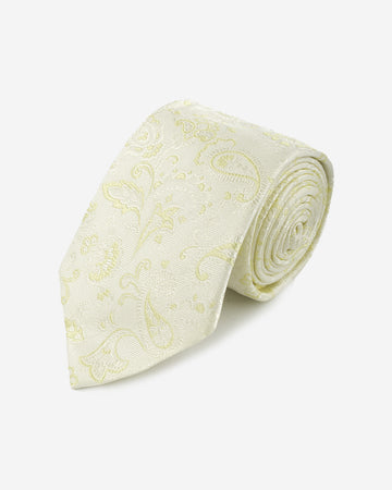 Corbata Color Crema con Diseño Paisley