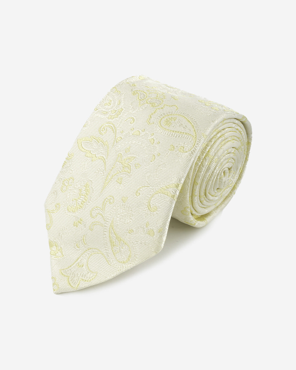 Corbata Color Crema con Diseño Paisley