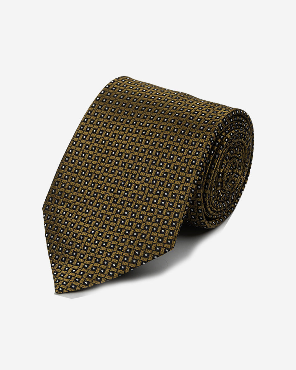 Corbata Color Camello Oscuro con Diseño de Cuadros