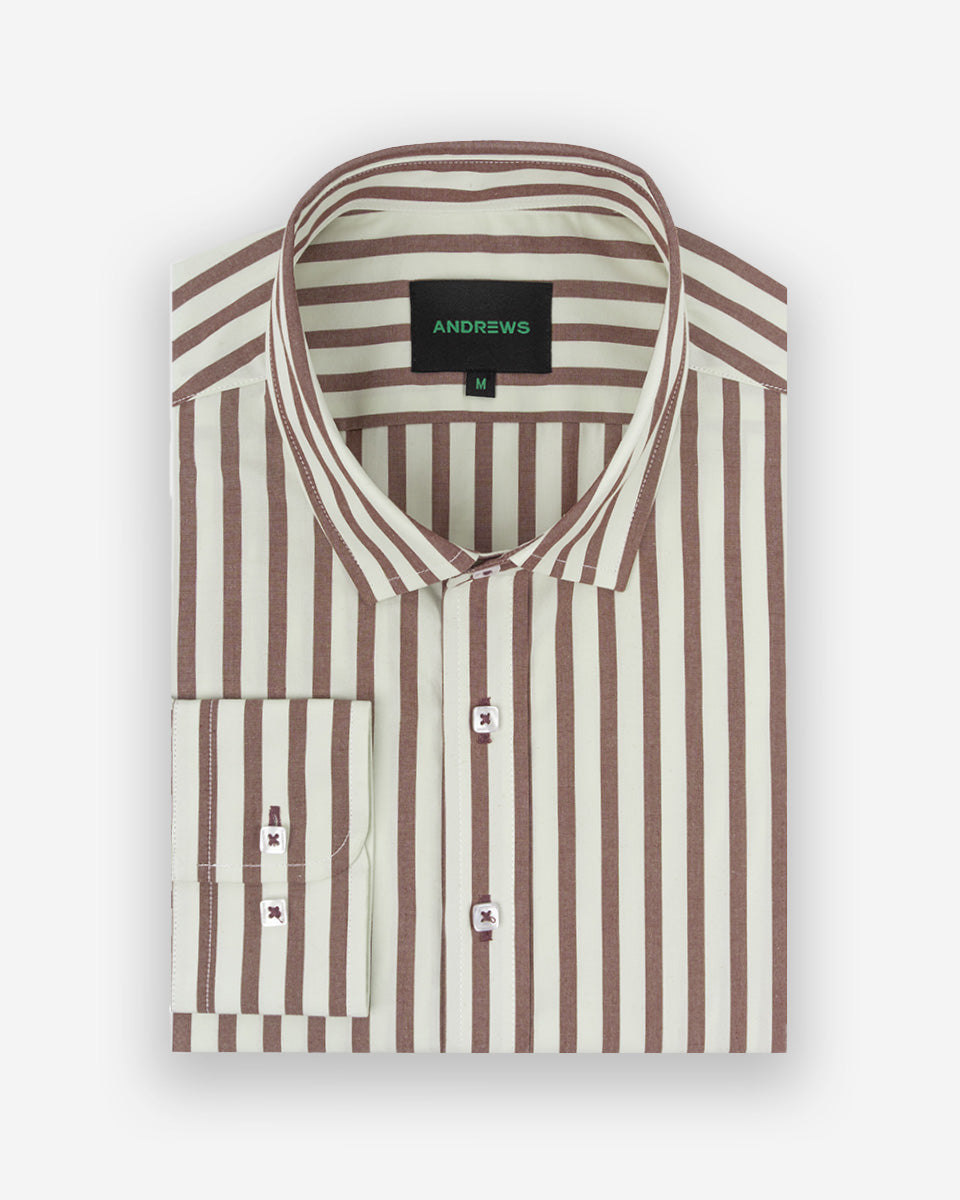Camisa Casual para Hombre Marrón a Rayas - Portofino Collection