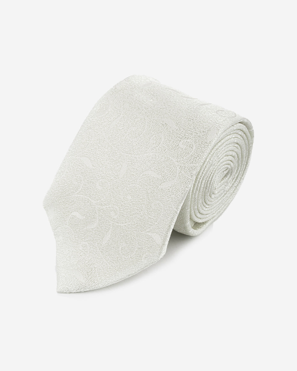 Corbata Color Blanco con Diseño Damasco