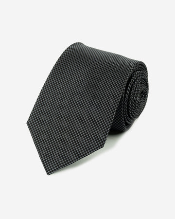 Corbata Color Gris con Diseño de Micro Cuadros