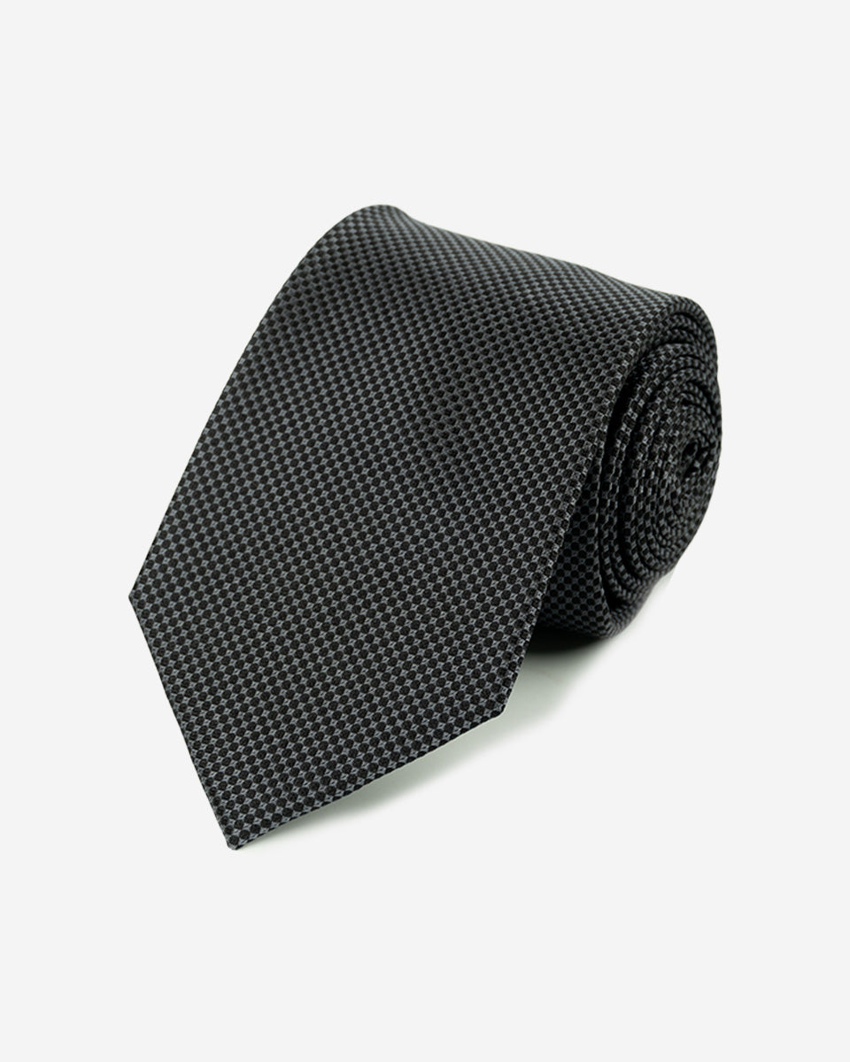 Corbata Color Gris con Diseño de Micro Cuadros
