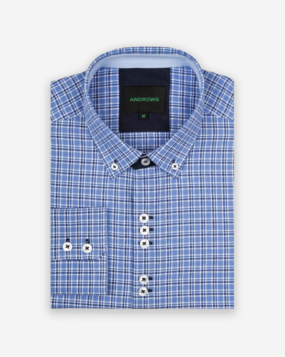 Camisa para Hombre de Algodón Pima Azulino a Cuadros | Colección inspirada en Arezzo