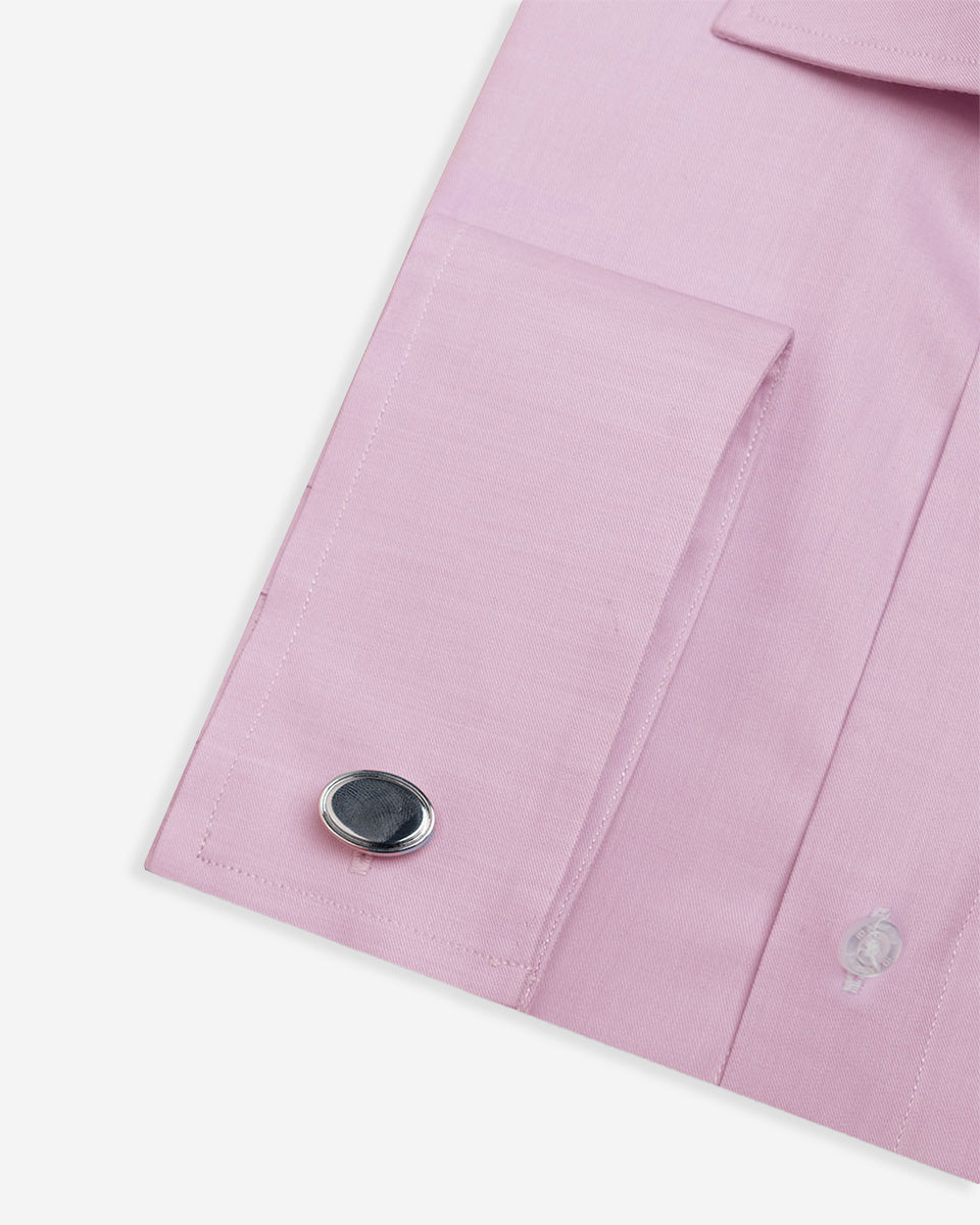 Twill Dress Shirt - Italian Collar with Double-Use Cuffs - Pink