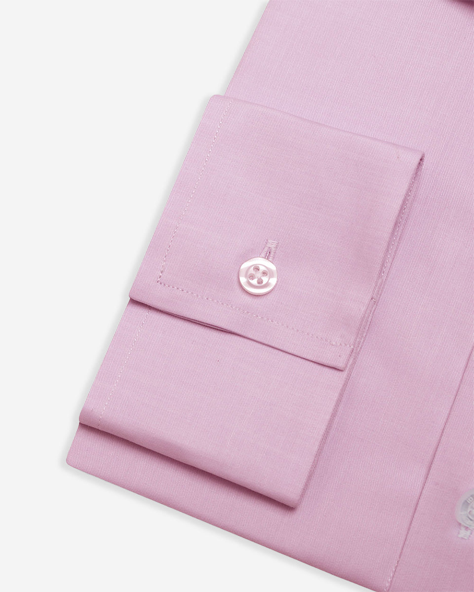 Twill Dress Shirt - Italian Collar with Double-Use Cuffs - Pink