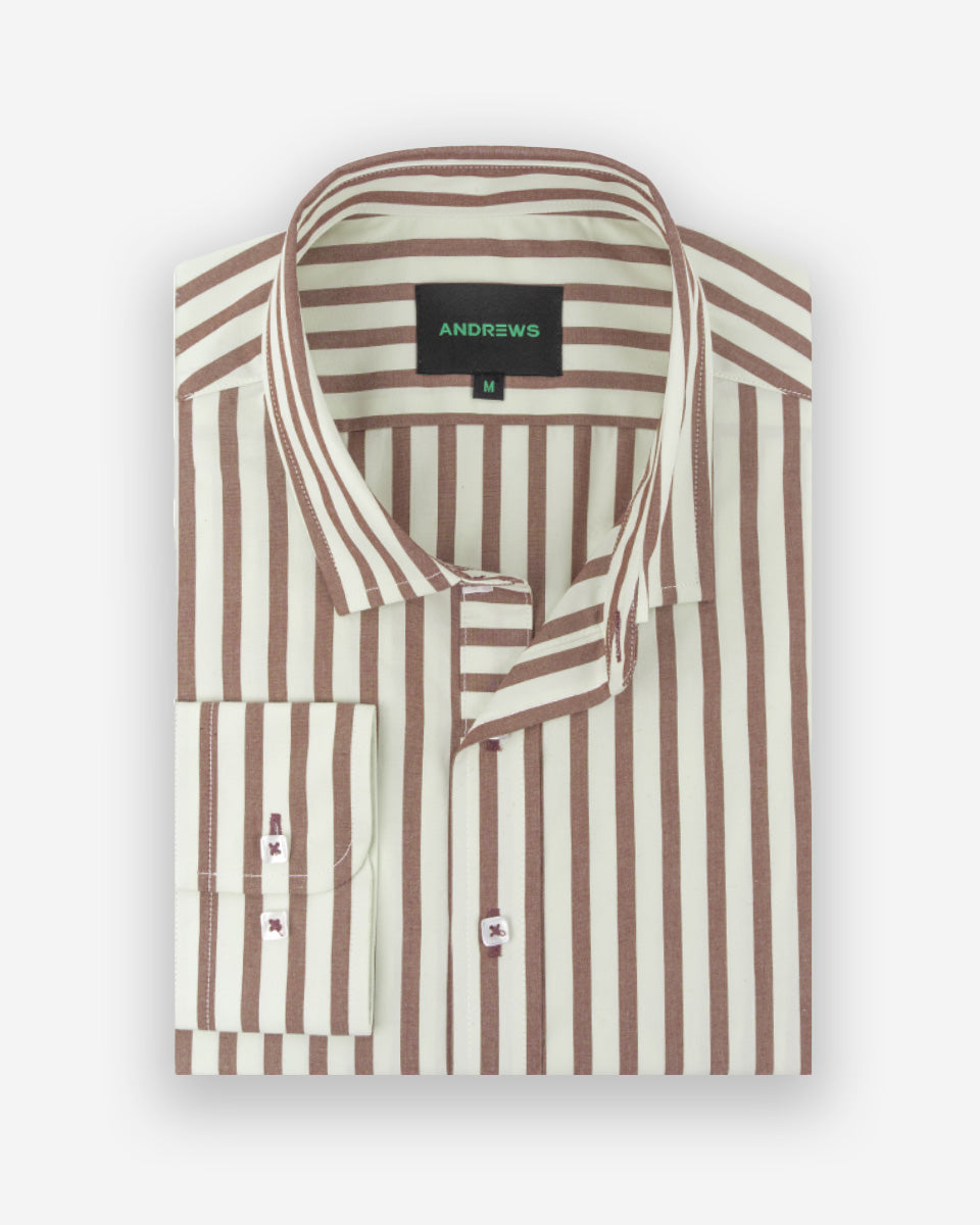 Camisa Casual para Hombre Marrón a Rayas - Portofino Collection