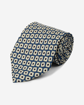 Corbata Color Azul con Cuadros Marrones