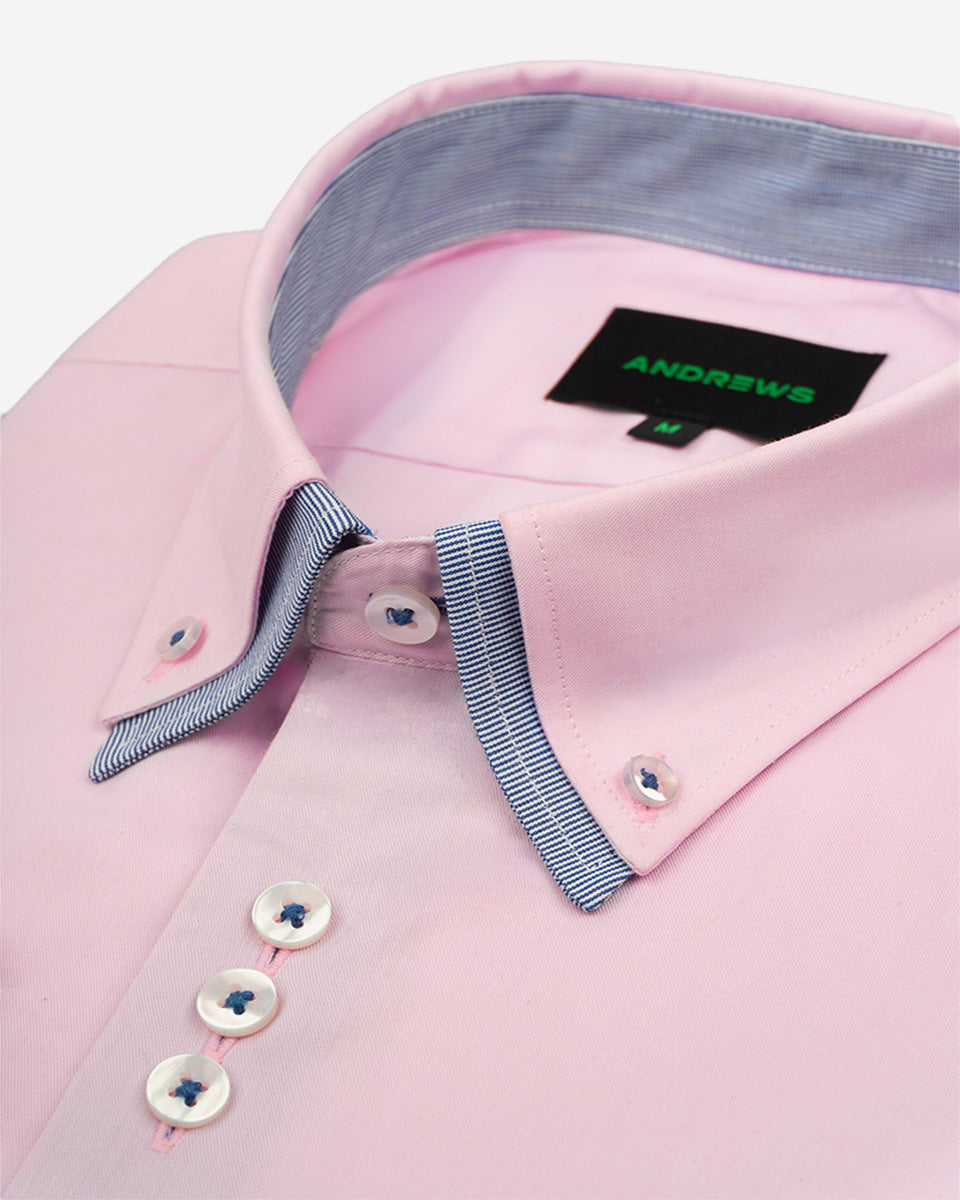 Camisa para Hombre Rosada Milano con Doble Cuello